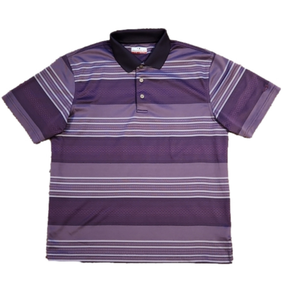 3/$20 Grand Slam Purple & Gray Stripes Polo Shirt